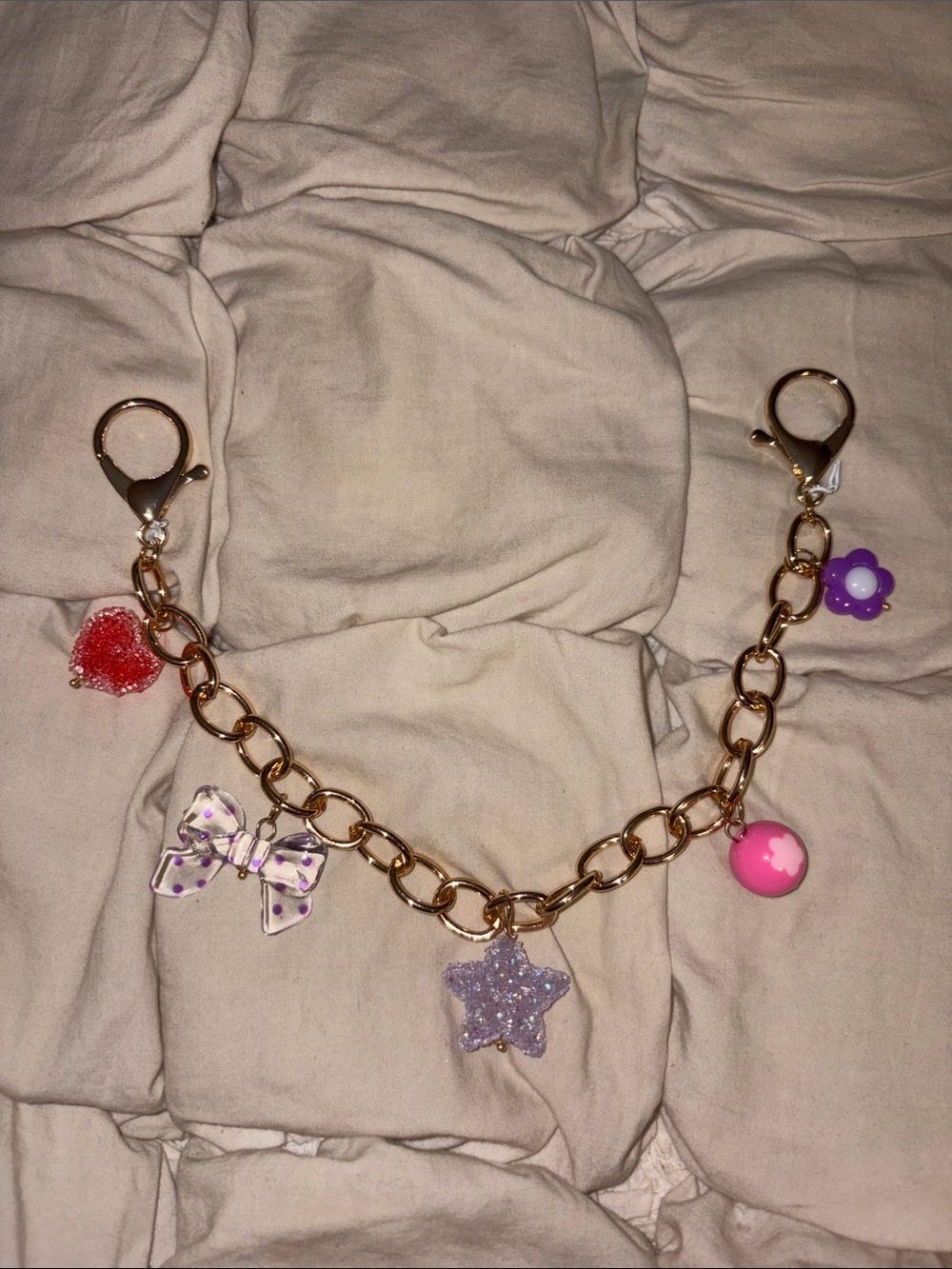 Free People Sparkle Star and Bow Bag Charm Chain